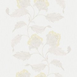 Papel pintado de flores acido claro y beige con fondo hueso