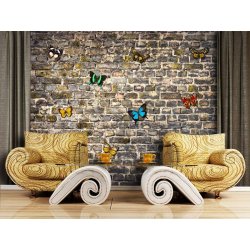 Decoración con Fotomural Butterflies On Bricks FT-1435