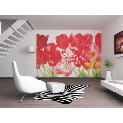 Decoración con Fotomural Red Tulips Big FT-0067