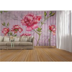 Decoración con Fotomural Roses On Pink FT-0380