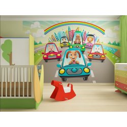 Decoración con Fotomural Infantil Race On Cars FT-0154