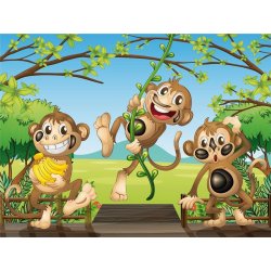 Fotomural Infantil Three Monkeys FT-1458