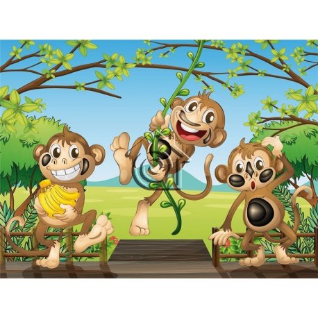 Fotomural Infantil Three Monkeys FT-1458