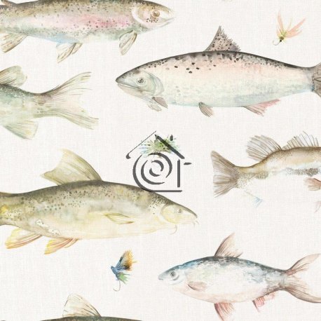 Papel Pintado Country 2 River Fish Small Cream