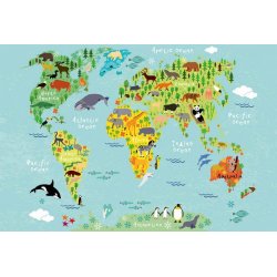 Fotomural Kids World Map Animals CW15451-8