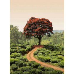 Fotomural Red Tree And Hills In Sri Lanka CW15036-4